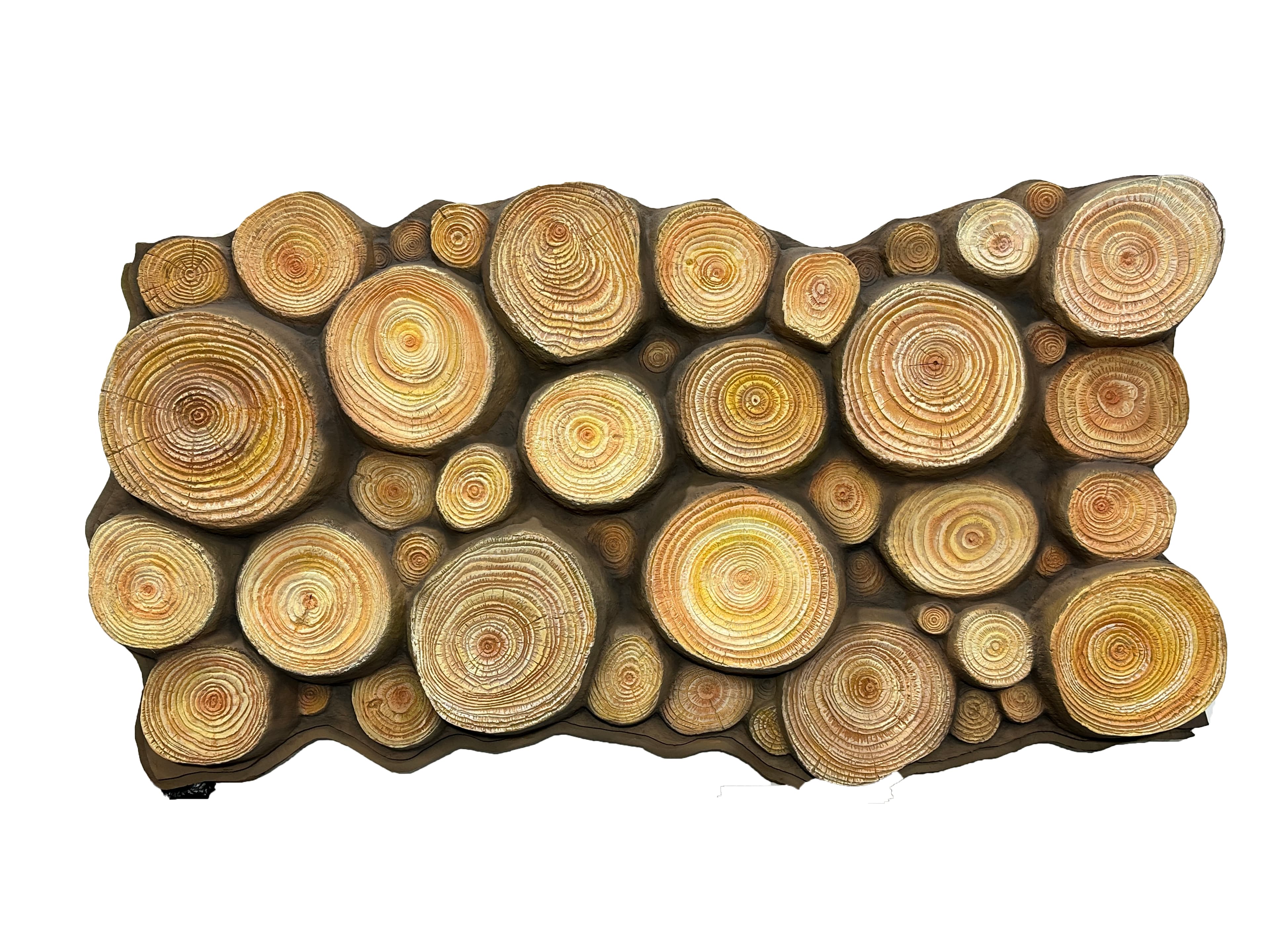 PU Round Log Panel Faux Wood Cross Section Wall Cladding