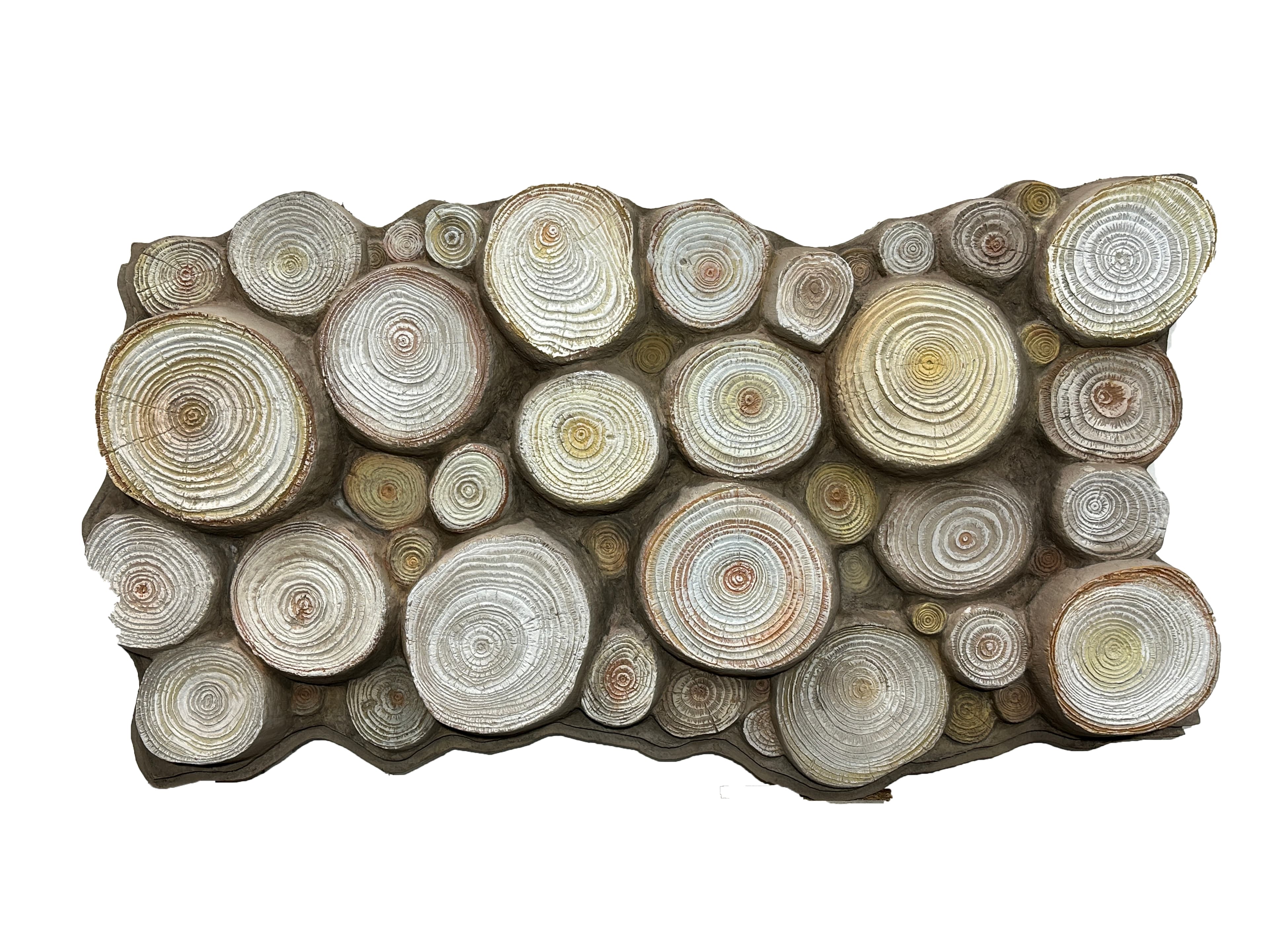 PU Round Log Panel Faux Wood Cross Section Wall Cladding 2