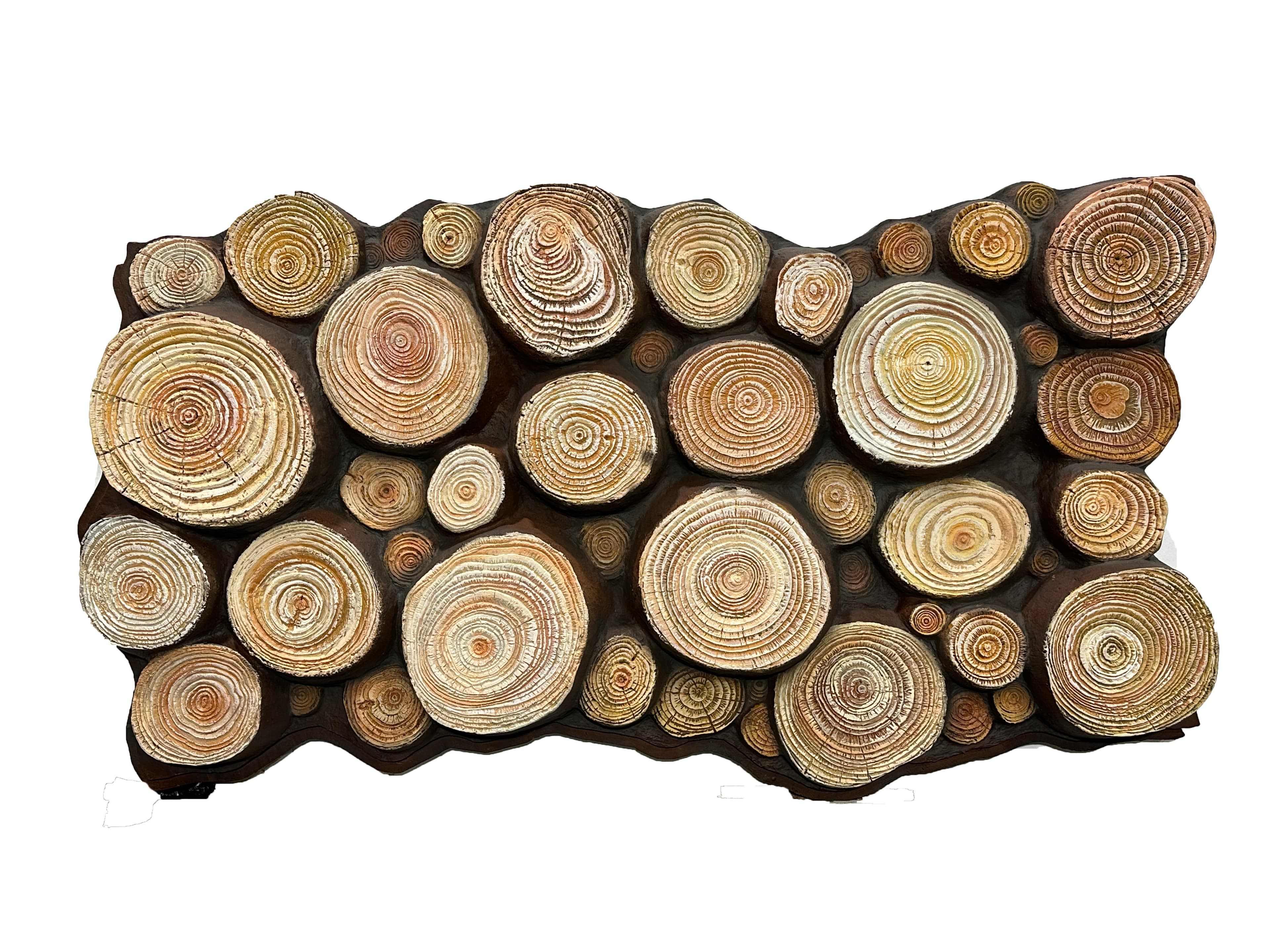 PU Round Log Panel Faux Wood Cross Section Wall Cladding